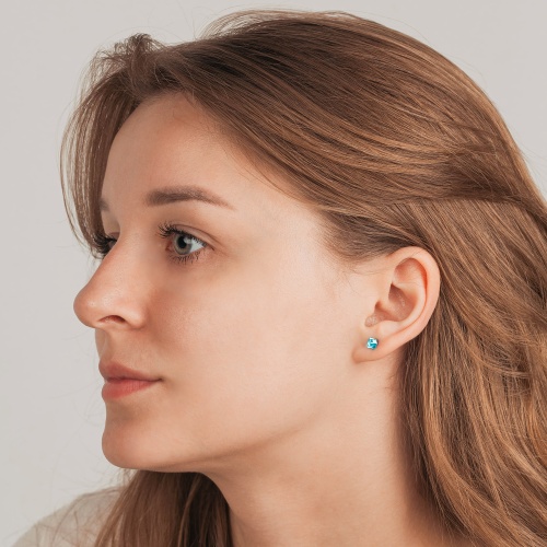 Пусеты Fiore Luna  Aquamarine, SWE2127/1 A G фото 2